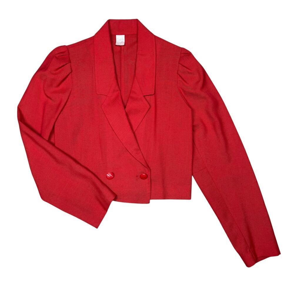 Vintage 1950s / 1960s red crop blazer with puff shoulders XS - Picture 5 of 9